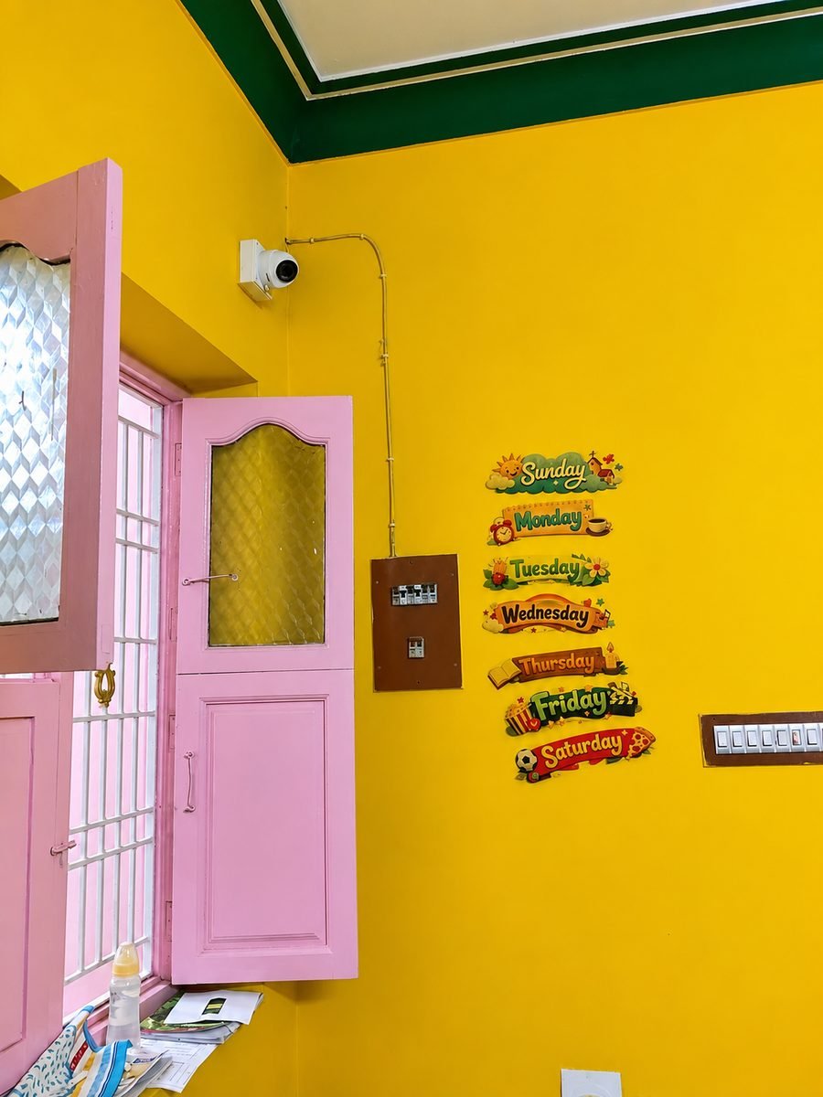 CCTV camera monitoring a classroom for campus safety